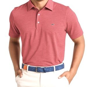 Vineyard Vines St. Kitts Bowline Fit Heathered Red Polo Shirt